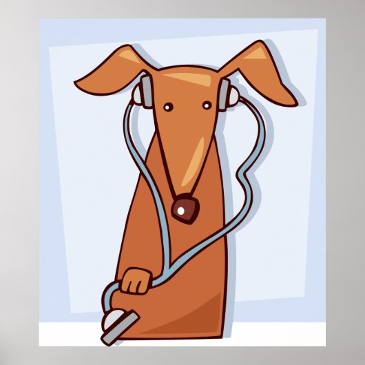 Hond Luisteren naar Muziek Grappige Hoofdtelefoon  Poster (Voorkant)