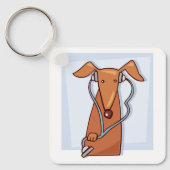 Hond Luisteren naar Muziek Grappige Hoofdtelefoon  Sleutelhanger (Voorkant)