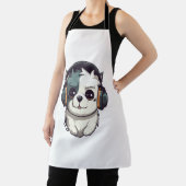 Hond luistert naar muziek schort (Insitu)