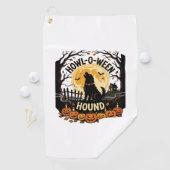 Hond Maan Gehuil Halloween (2) Golfhanddoek (Insitu)