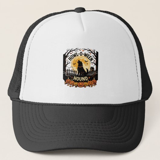 Hond Maan Gehuil Halloween (2) Trucker Pet (Voorkant)