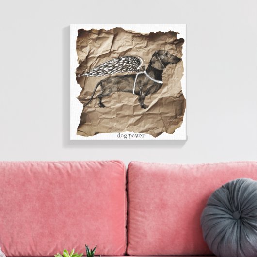 Hond macht muur kunst canvas afdruk (Insitu (Woonkamer))