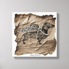 Hond macht muur kunst canvas afdruk