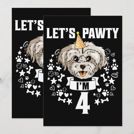Hond Maltees IM 4 Maltese Hond 4e verjaardag Kaart (Voorkant / Achterkant)