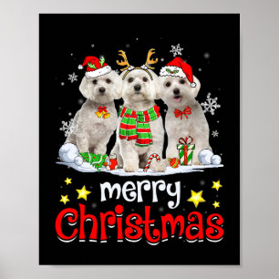 Hond Maltees Vrolijk Kerstmis Leuke Maltese Hond C Poster
