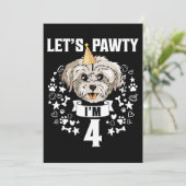 Hond Maltese Ik ben 4 Maltese Hond 4de verjaardag Kaart (Staand voorkant)