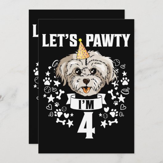 Hond Maltese Ik ben 4 Maltese Hond 4de verjaardag Kaart (Voorkant / Achterkant)