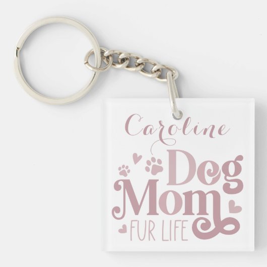Hond Mam Bont Leven Blush Roze Wit Custom Sleutelhanger (voorkant)