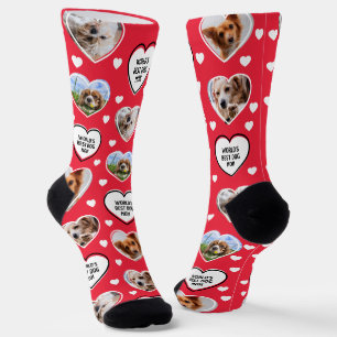HOND MAM Custom 4 Pet Kat Hart Foto Rood Sokken