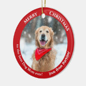 Hond Mam Custom Foto Rode Kerst Keramisch Ornament (Links)
