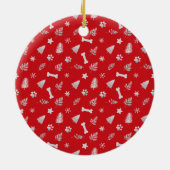 Hond Mam Custom Foto Rode Kerst Keramisch Ornament (Achterkant)