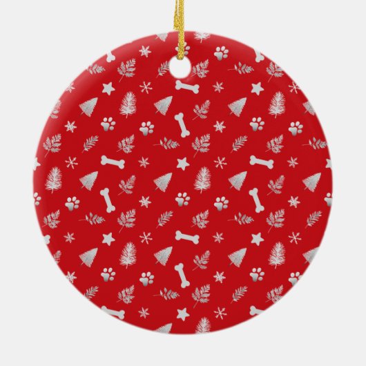 Hond Mam Custom Foto Rode Kerst Keramisch Ornament (Achterkant)