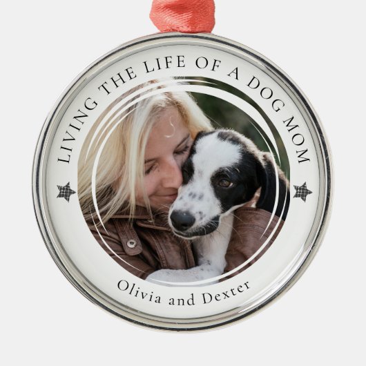 Hond Mam Foto Keepsake gepersonaliseerd Metalen Ornament (Voorkant)
