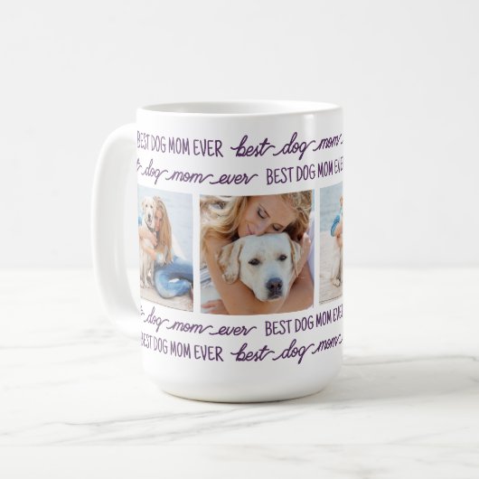 HOND MAM Gepersonaliseerd 4 Fotocollage Koffiemok (Voorkant links)