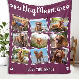 HOND MAM Gepersonaliseerde 9 Pet Foto Collage Fleece Deken