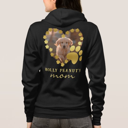 Hond Mam Gepersonaliseerde Hart Dow Paw Pet Lover  Hoodie (Achterkant)