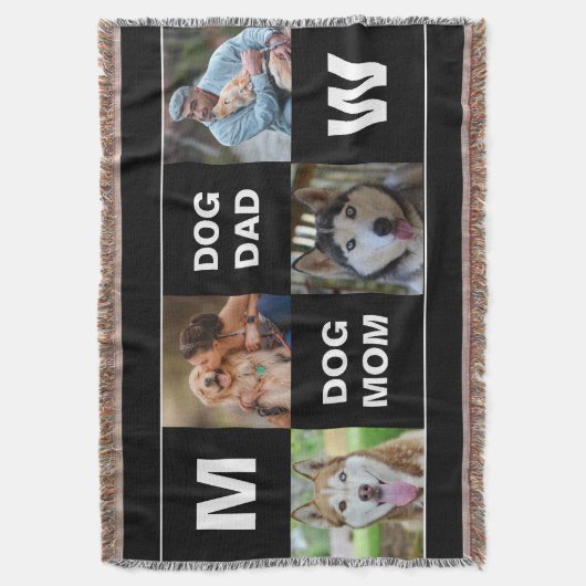 Hond Mam Hond Papa Custom Foto Collage Deken (Voorkant Verticaal)