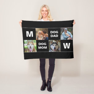 Hond Mam Hond Papa Custom Foto Collage Fleece Deken