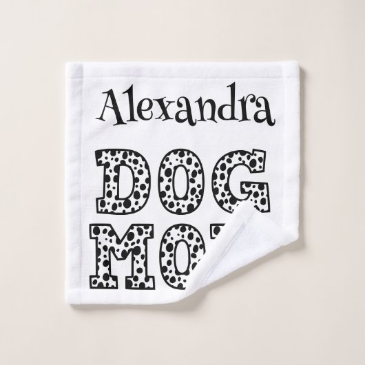 Hond Mam In Leuke Dalmatische Print Aangepaste Naa Bad Handdoek (Wasdoekje)