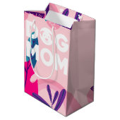 Hond Mam, Roze Bloemen & Bladeren Medium Cadeauzakje (Achterkant Gekanteld)