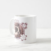 Hond Mam Roze Retro Bloemen Typografie Custom Foto Koffiemok (Voorkant links)