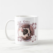 Hond Mam Roze Retro Bloemen Typografie Custom Foto Koffiemok (Links)
