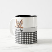 Hond Mam Yorkie Custom Tweekleurige Koffiemok (Voorkant links)