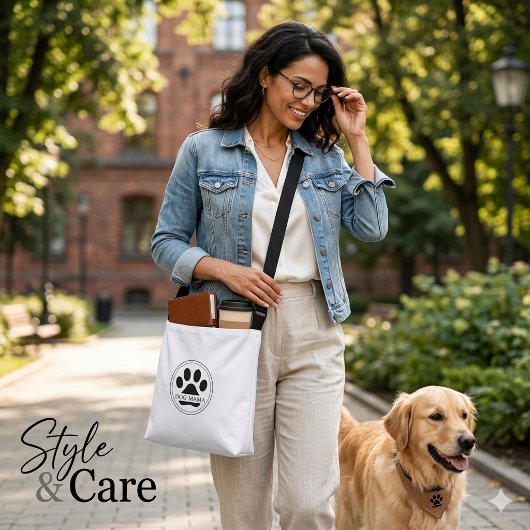 Hond Mama Aangepaste Tekst Pootafdruk Crossbody Tas