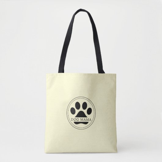 Hond Mama aangepaste tekst pootafdruk middelgrote  Tote Bag (Voorkant)