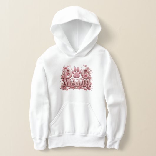 Hond Mama Bloemig Pootafdruk Ontwerp | Cute Roze H (Laagn)