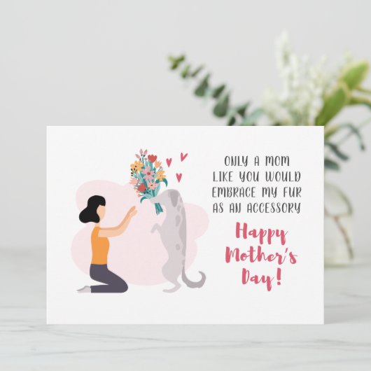 Hond Mama Happy Moederdag Bloemen Feestdagenkaart (Staand voorkant)