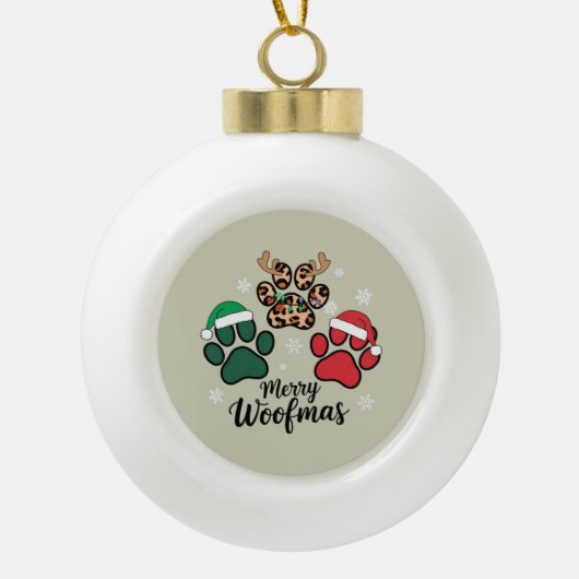 Hond Mama Kerstmis Prettig Kerstfeest Hond Liefheb Keramische Bal Ornament (Voorkant)