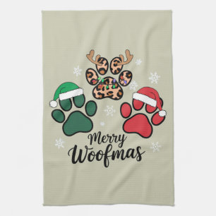 Hond Mama Kerstmis Prettig Kerstfeest Hond Liefheb Theedoek