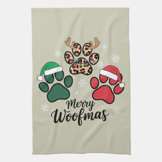 Hond Mama Kerstmis Prettig Woofmas Hond Liefhebber Theedoek (Verticaal)