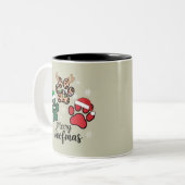 Hond Mama Kerstmis Prettig Woofmas Hond Liefhebber Tweekleurige Koffiemok (Voorkant links)