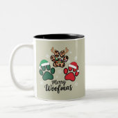Hond Mama Kerstmis Prettig Woofmas Hond Liefhebber Tweekleurige Koffiemok (Links)