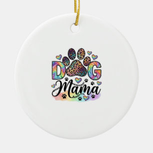 Hond Mama Poot Luipaard Regenboog Waterverf Harten Keramisch Ornament