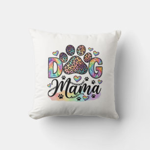 Hond Mama Poot Luipaard Regenboog Waterverf Harten Kussen
