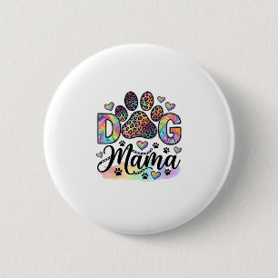 Hond Mama Poot Luipaard Regenboog Waterverf Harten Ronde Button 5,7 Cm