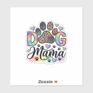 Hond Mama Poot Luipaard Regenboog Waterverf Harten Sticker