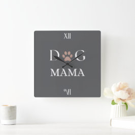 Hond Mama Pootafdruk, Moederdag & Verjaardag Cadea Vierkante Klok