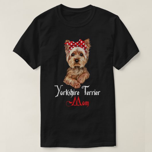 Hond Mama Puppy Moeder Yorkshire Terrier T-shirt (Design voorkant)