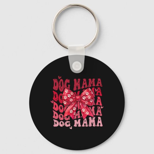 Hond Mama Valentijn Coquette Strik Hond Moeder Val Sleutelhanger (Voorkant)