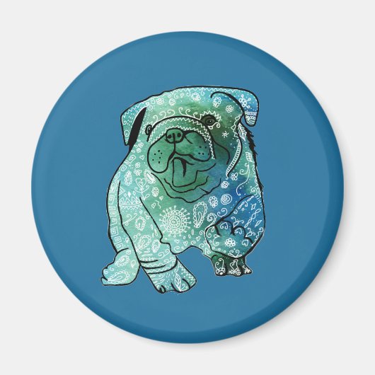 Hond Mandala Franse Bulldog Art Ronde Magneet (Voorkant)