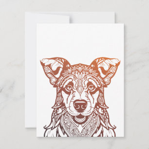 Hond Mandala Sierlijk, Hand getrokken Hond Mandala Bedankkaart