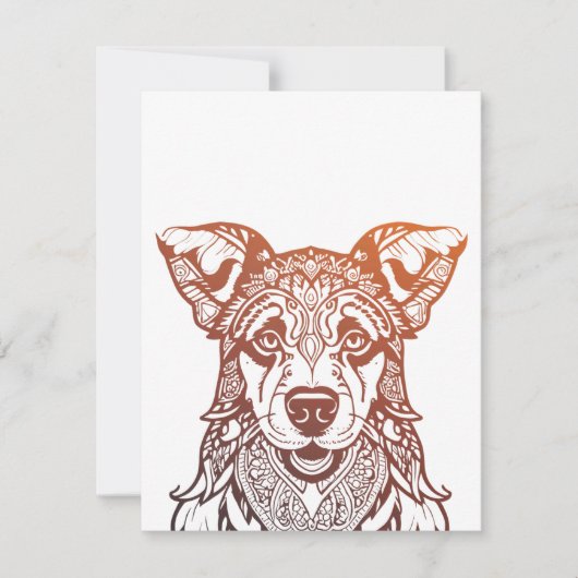 Hond Mandala Sierlijk, Hand getrokken Hond Mandala Bedankkaart (Voorkant)