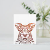 Hond Mandala Sierlijk, Hand getrokken Hond Mandala Bedankkaart (Staand voorkant)