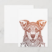 Hond Mandala Sierlijk, Hand getrokken Hond Mandala Bedankkaart (Voorkant / Achterkant)