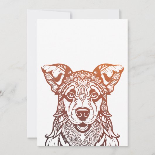Hond Mandala Sierlijk, Hand getrokken Hond Mandala Bedankkaart (Voorkant)
