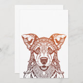 Hond Mandala Sierlijk, Hand getrokken Hond Mandala Bedankkaart (Voorkant / Achterkant)